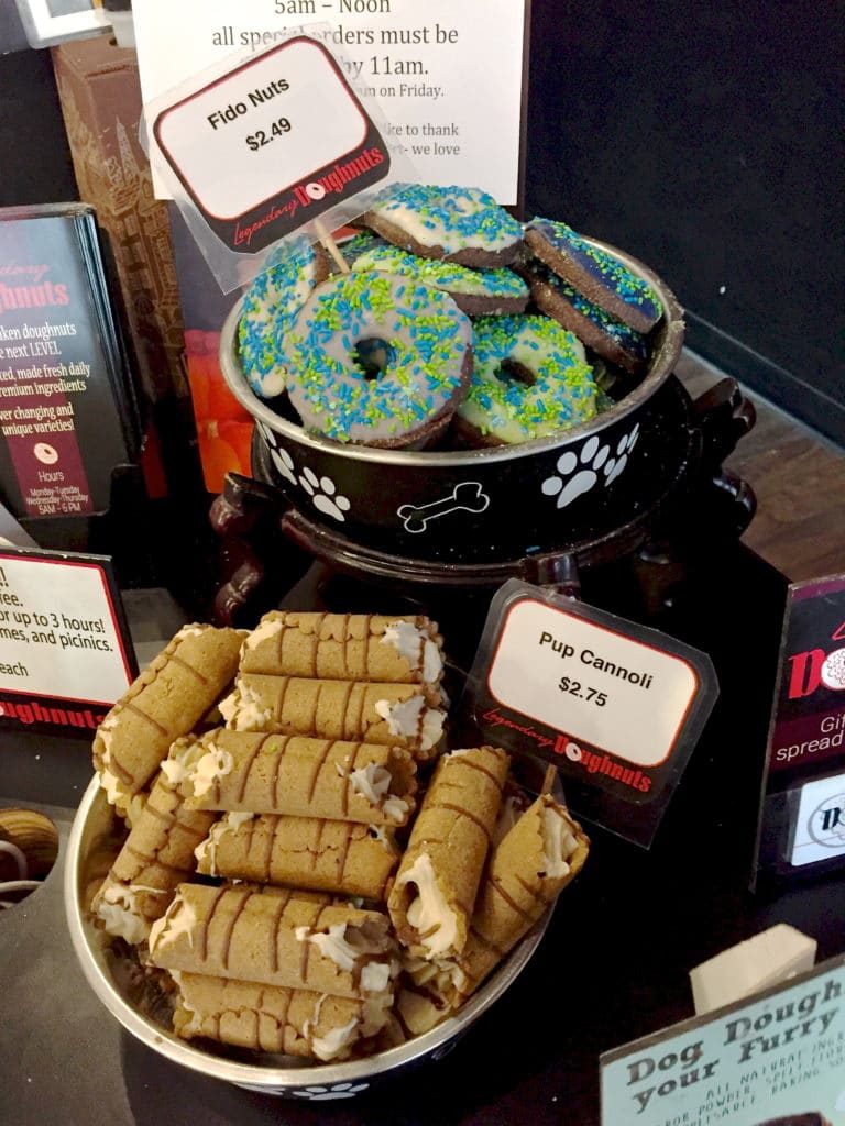 Legendary Doughnuts features "Fido Nuts" and "Pup Cannoli" for their four legged customers. 