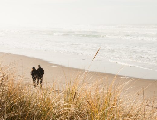 Morning Stroll Sandy Beach Ocean Shores WA