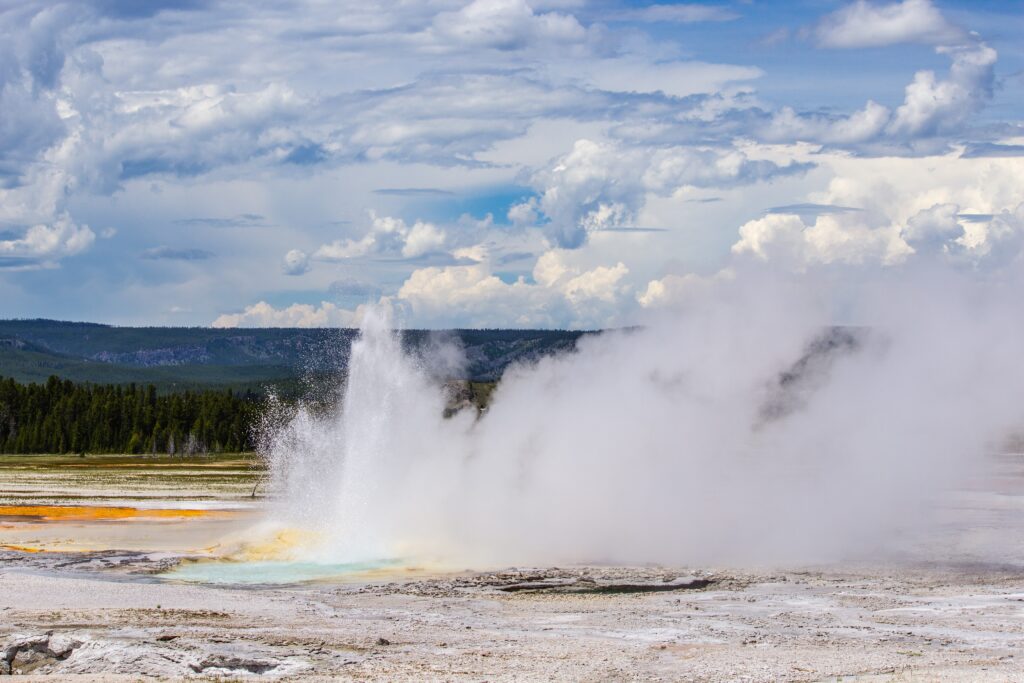 Water bursting out of a hot spring