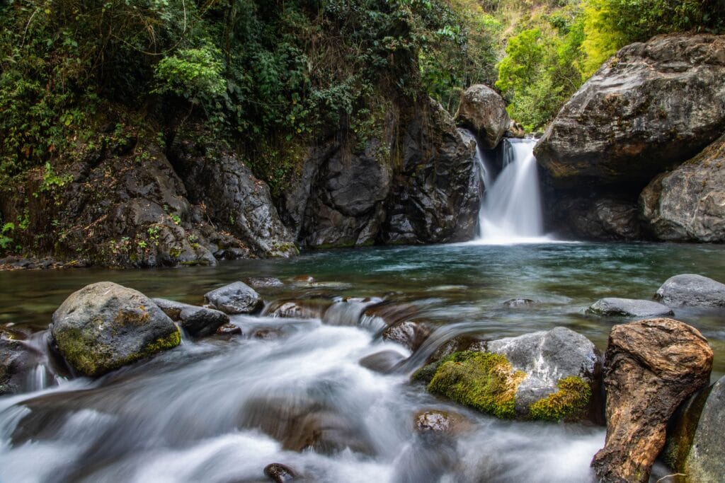 A waterfall