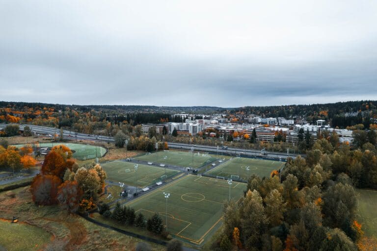 Football fields in Redmond, Washington, one of the best places to live in the Pacific Northwest.